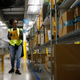 A worker in an Amazon warehouse